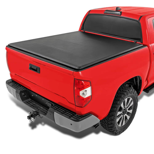 Soft Quad Fold Tonneau Cover Spec-D Tuning Compatible with 2007-2024 Toyota Tundra Crew Max 66", 5.5 FT Short Bed