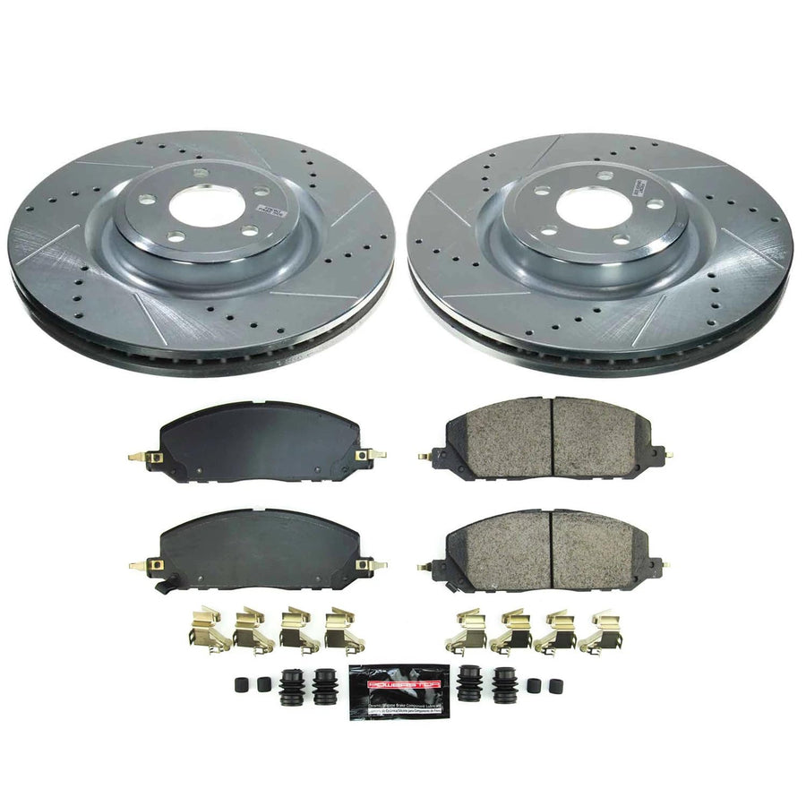 Power Stop K8673 Front Carbon-Fiber Ceramic Brake Pad and Drilled and Slotted Rotor Z23 Daily Driver Kit For Ford Explorer, Ford Police Interceptor Utility, Lincoln Aviator [Model Specific]