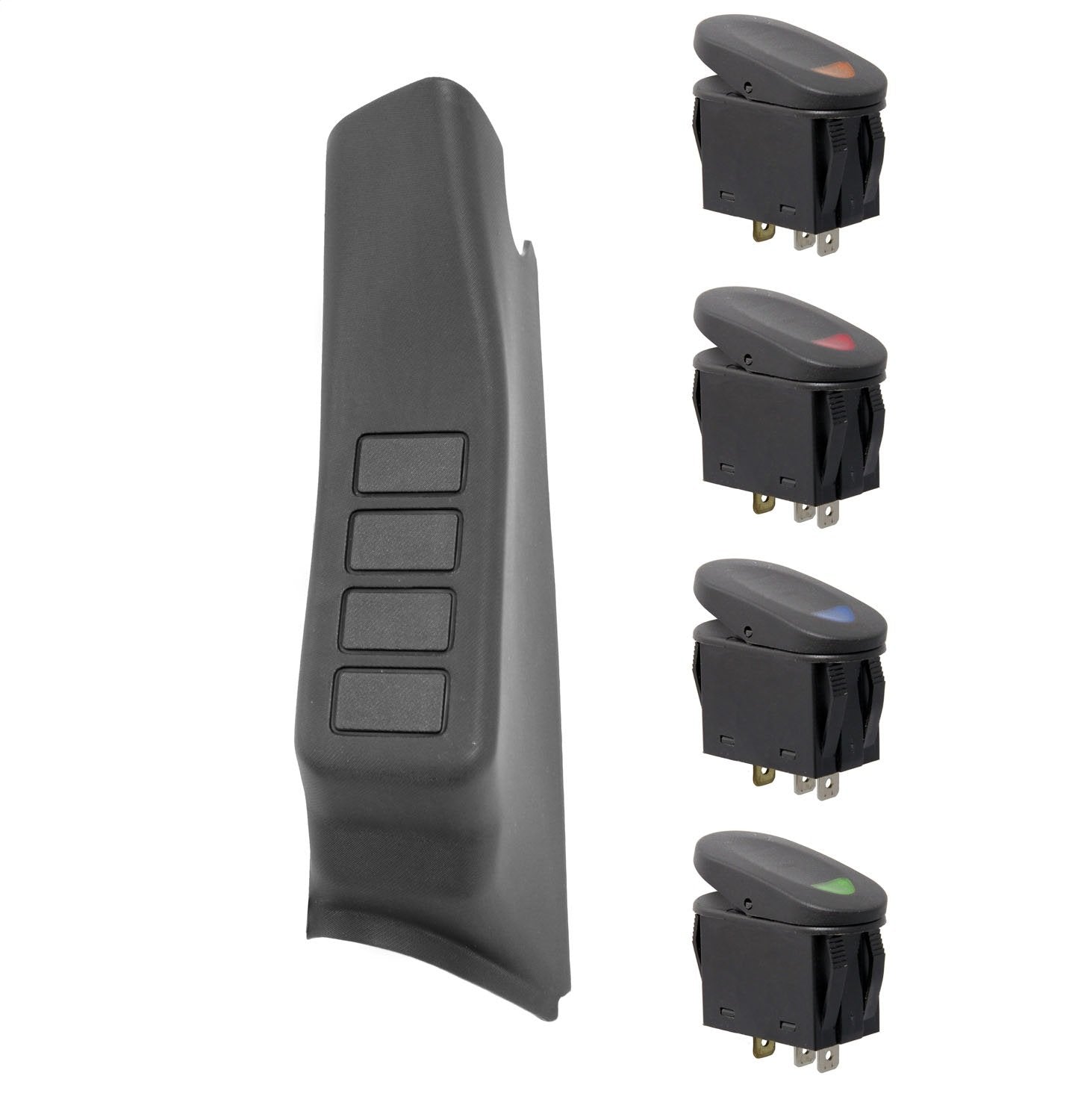 Switch Pod Kit, Rugged Ridge | A-Pillar, 4 Switches, Black, LHD | 17235.96 | Fits 2011-2018 Jeep Wrangler JK