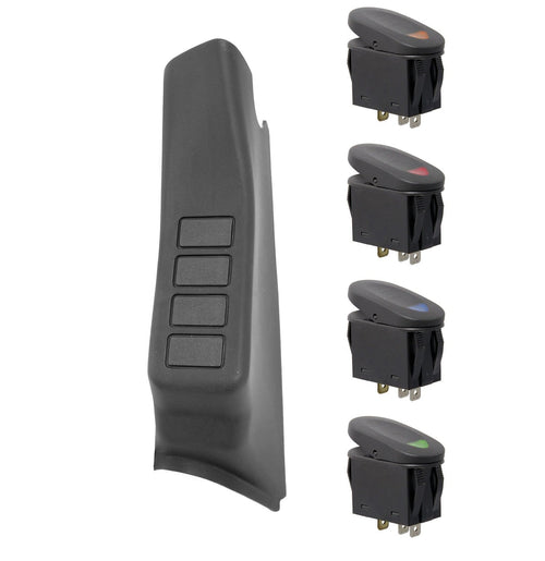Switch Pod Kit, Rugged Ridge | A-Pillar, 4 Switches, Black, LHD | 17235.96 | Fits 2011-2018 Jeep Wrangler JK