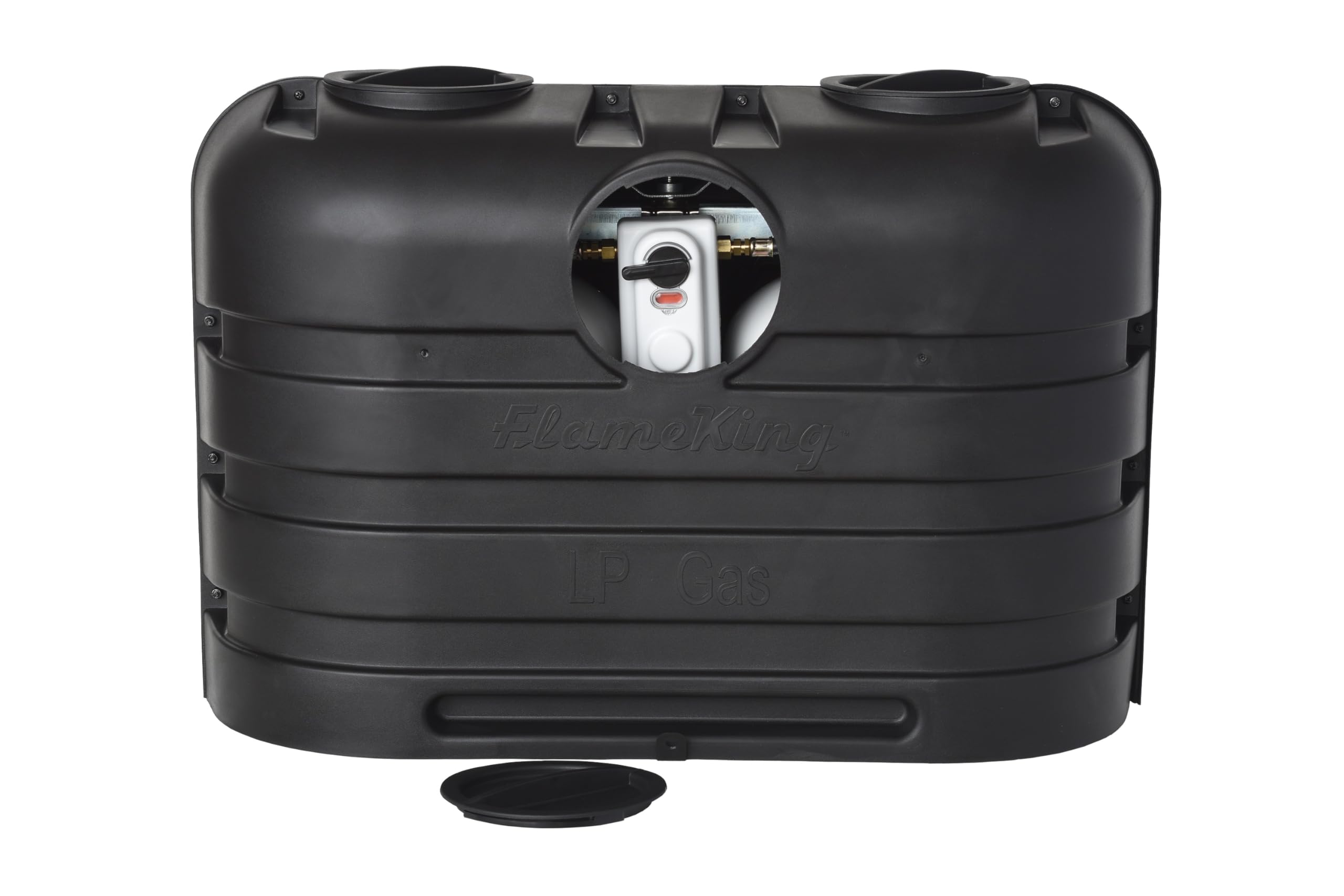 Flame King 20LB Dual LP Propane Tank Light Plastic Heavy Duty Cover for RV, Travel Trailer, Camper - Black