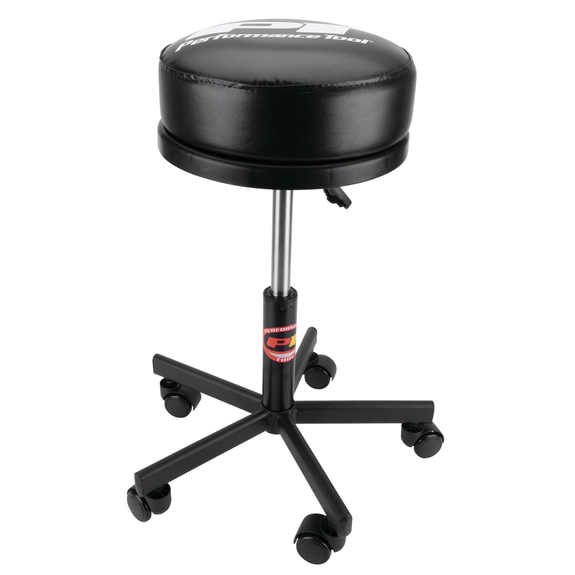 W85033 Performance Tool Extra-Thick Big Top Pneumatic Rolling Shop Stool for Mechanic Garages and Workshops, Black, 19x19x18.5-Inches