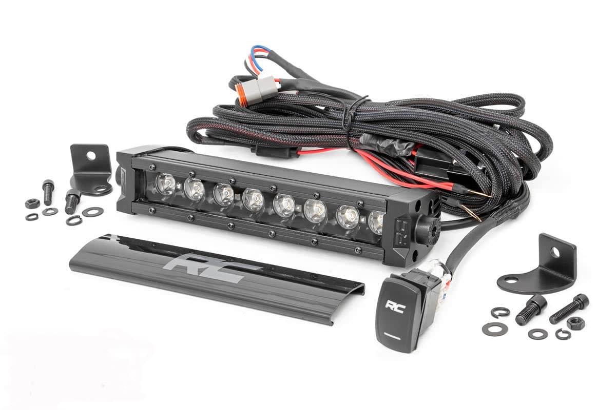 8" Rough Country Black Series Single Row LED Light Bar | White DRL - 70718BLDRL