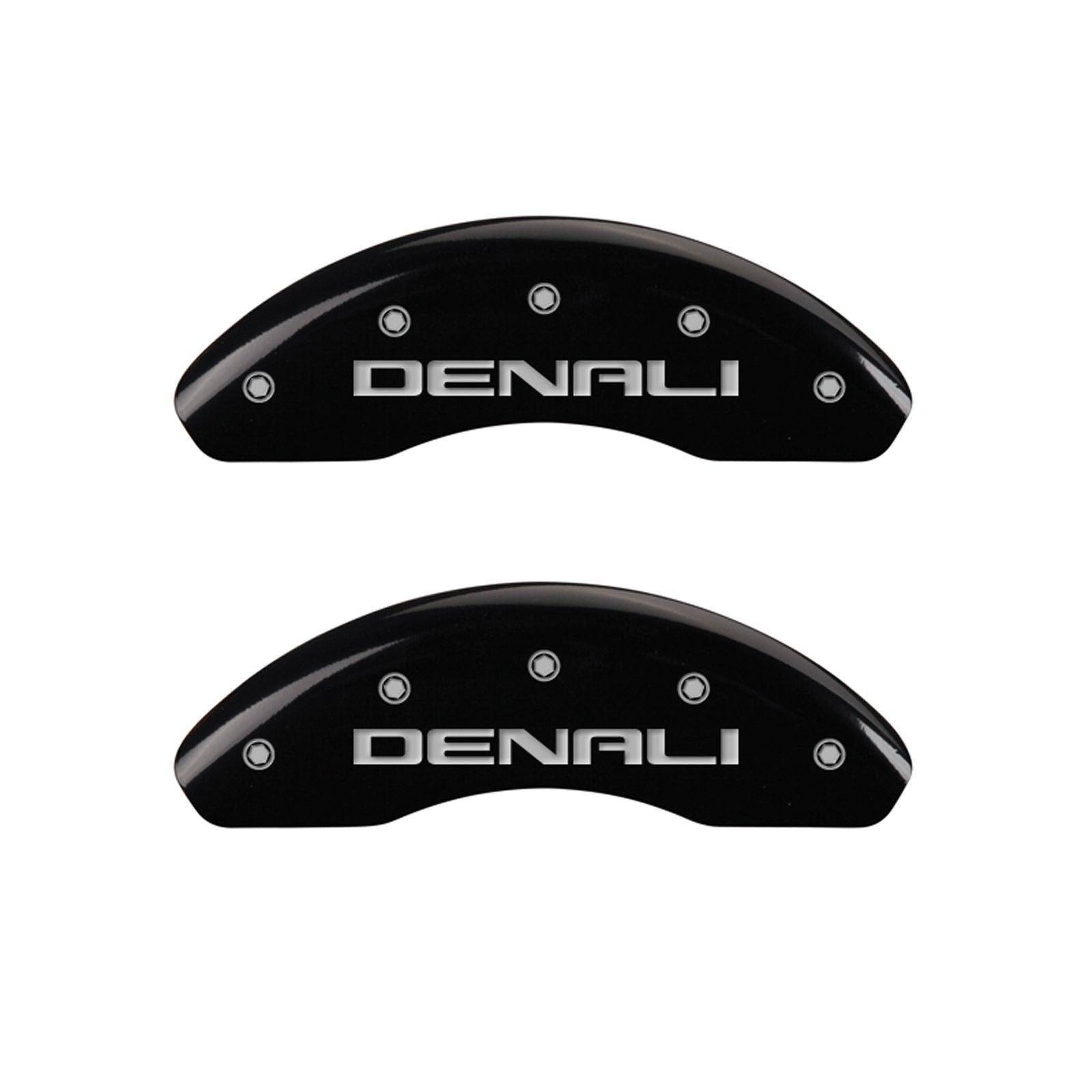 MGP Caliper Covers 'DENALI' 34002SDNLBK Engraved Caliper Cover with Black Powder Coat Finish and Silver Characters, (Set of 4)