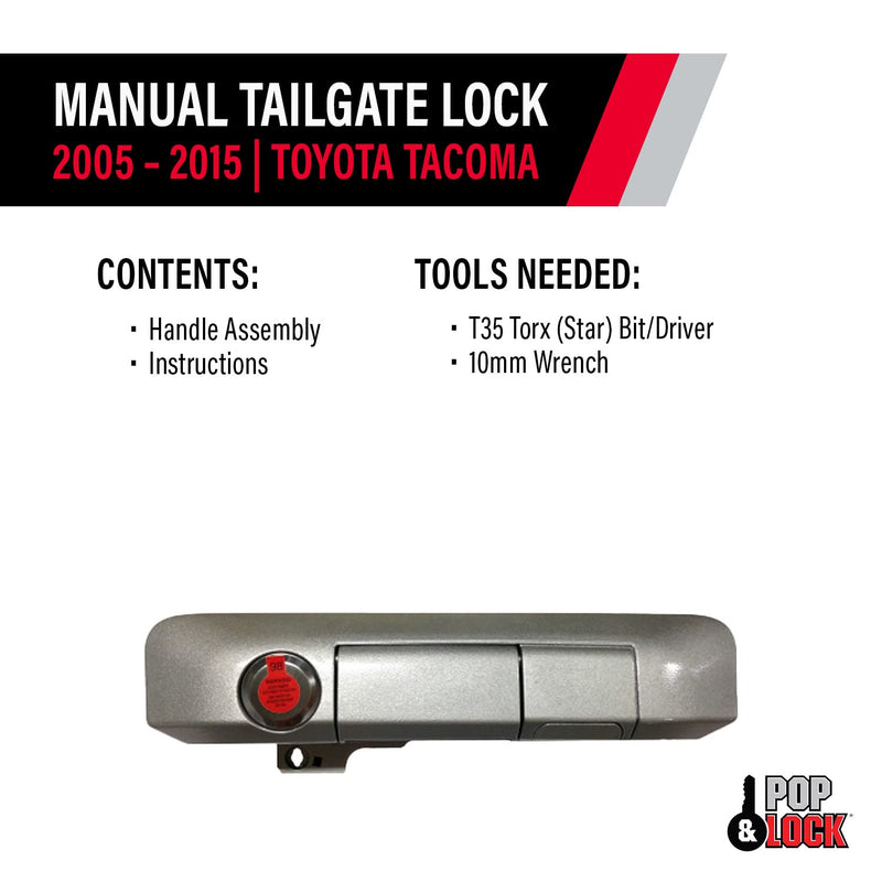 Pop & Lock Manual Tailgate Lock PL5405 with Bolt Codeable Technology Silverstreak for Toyota Tacoma