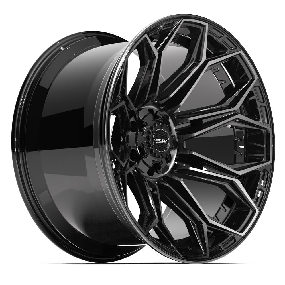 4PLAY Wheels 22 Inch Rim 4P83 Fits 6x135 & 6x139.7 22x12 Gloss Black Brushed with Tinted Clear (1)