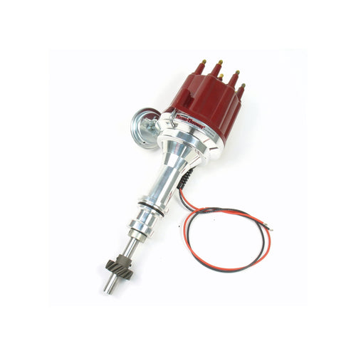 Pertronix D132711 Flame-Thrower Vacuum Advance Plug and Play Red Male Cap Billet Electronic Distributor with Ignitor II Technology for Ford 351C