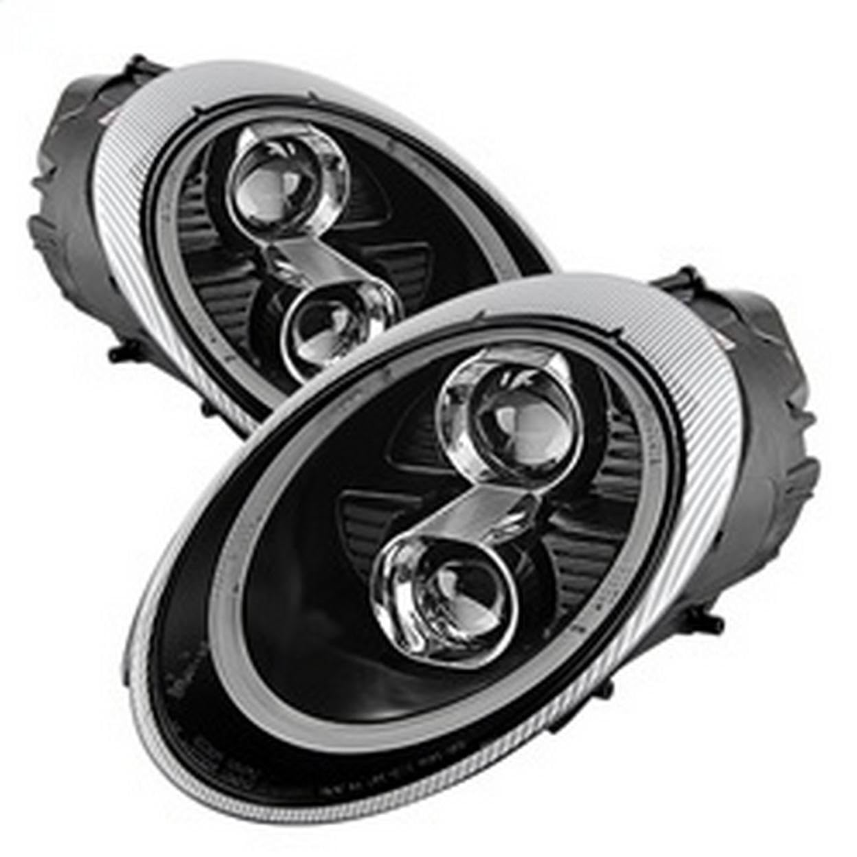 Porsche 911 LED Halo Projector Headlight Spyder Auto PRO-YD-P99705-HID-DRL-BK