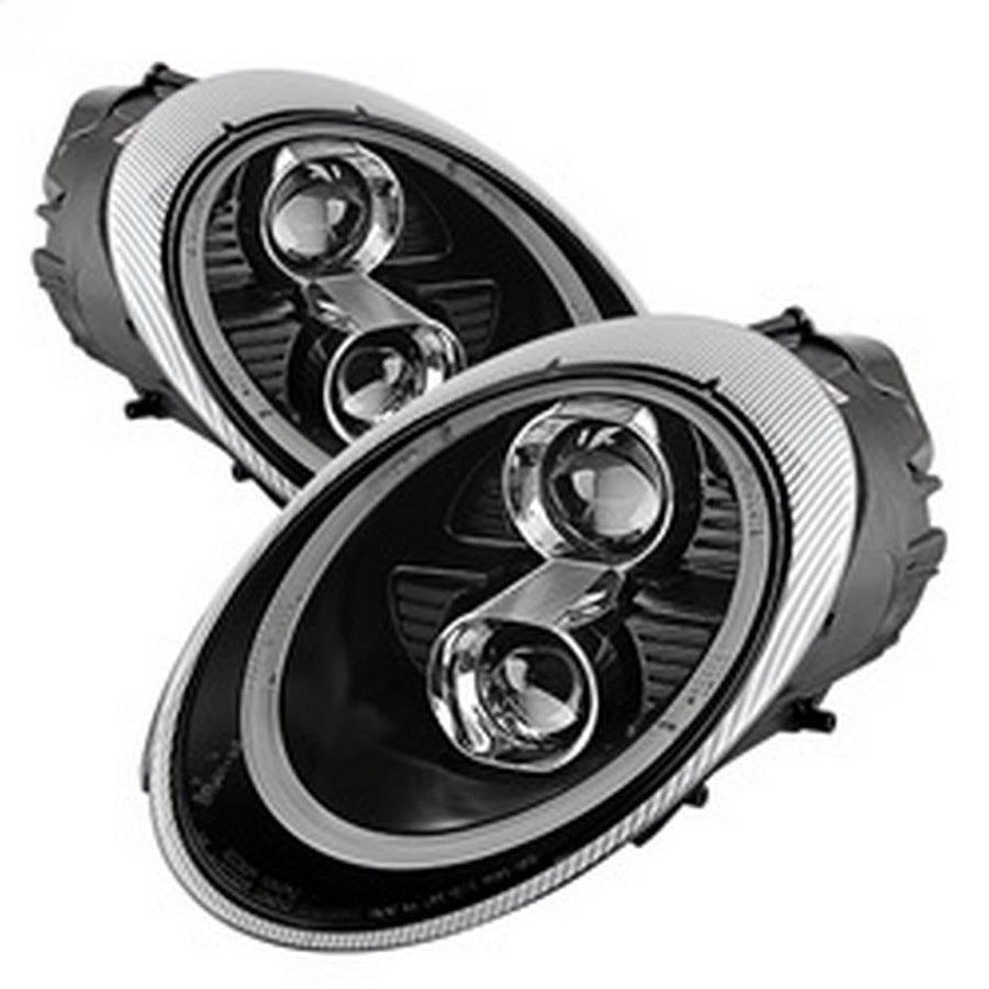 Porsche 911 LED Halo Projector Headlight Spyder Auto PRO-YD-P99705-HID-DRL-BK