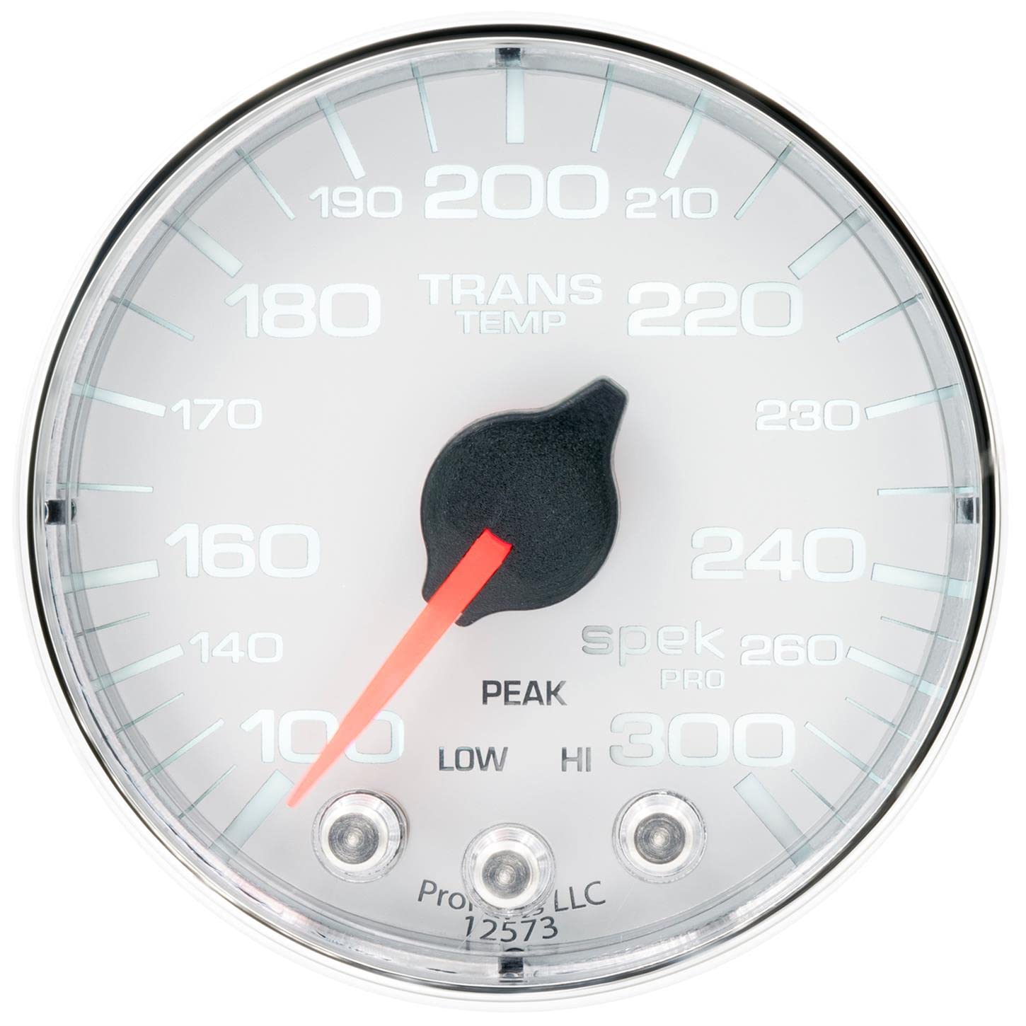AutoMeter P342118 Transmission Temp Gauge (Spek-Pro Gauge, Trans Temp, 2 1/16", 300ºf, Stepper Motorwith Peak & Warn, Wht/Chrm, Spek-Pro)