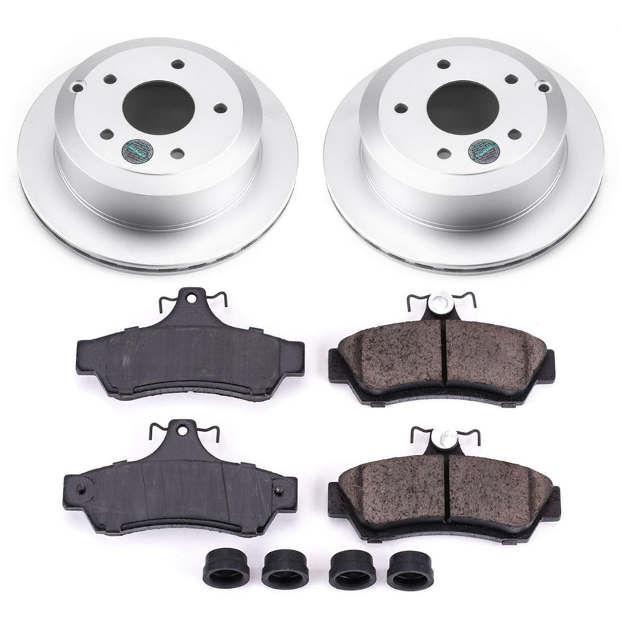 Power Stop CRK1601 Brake Pads Kit and Rear Coated Brake Rotors For Pontiac GTO 2005-2006 [Model Specific]