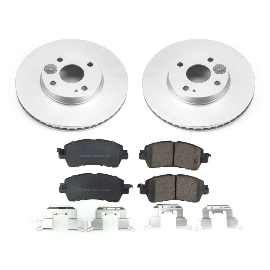 Power Stop Z17 Front Coated Rotor Brake Kit-Coated Rotors and Ceramic Brake Pads For Scion iA 2016, Toyota Yaris 2019-2020, Toyota Yaris iA 2017-2018 [Model Specific]