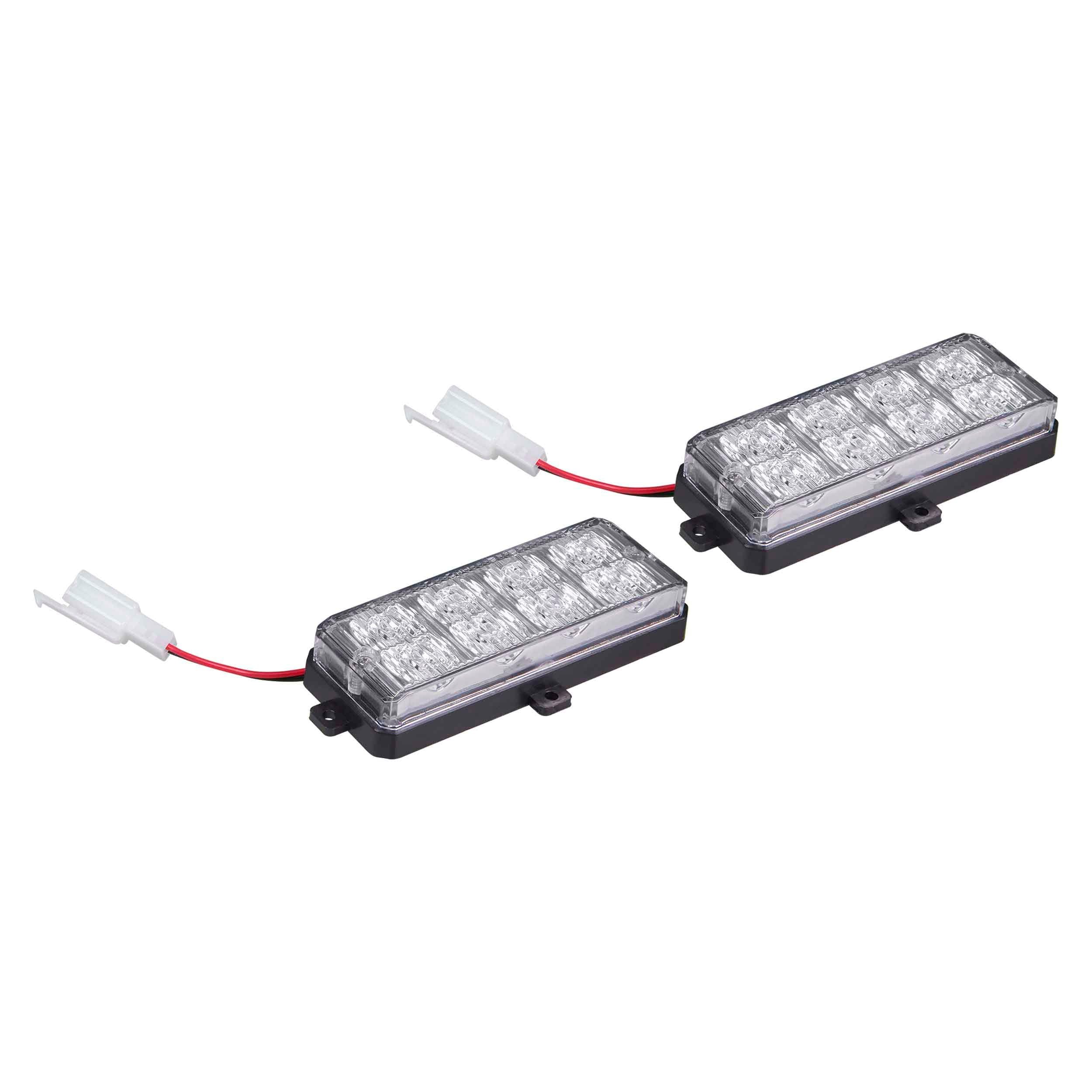 White Grille Strobe Light Kit - HEISE 8 LED, 2-Pack (HE-MUSTR-G2W)