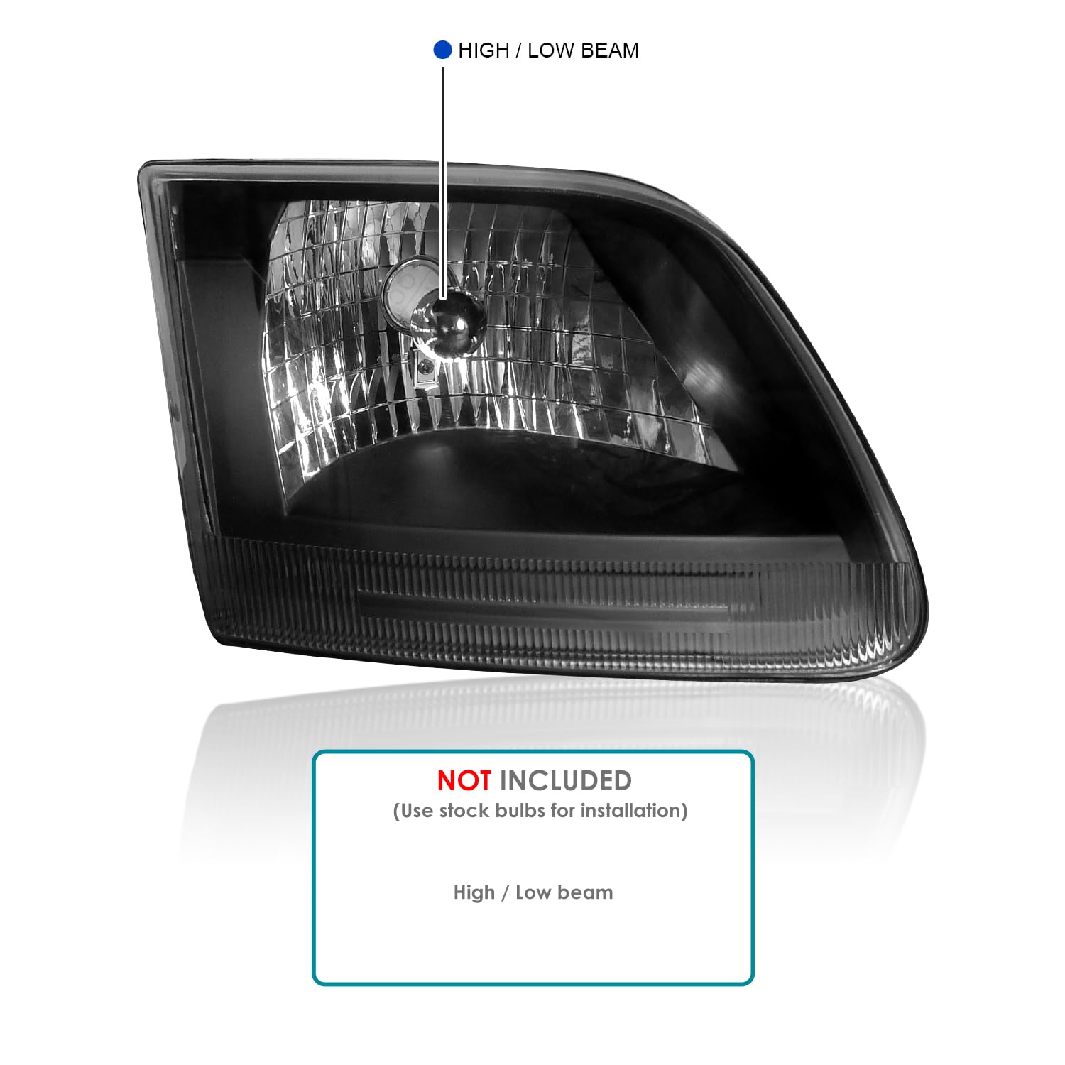 Black Headlights + Corner Lights SPEC-D TUNING Compatible with 1997-2003 Ford F-150/97-02 Expedition Head Lights Lamps Assembly L+R Pair