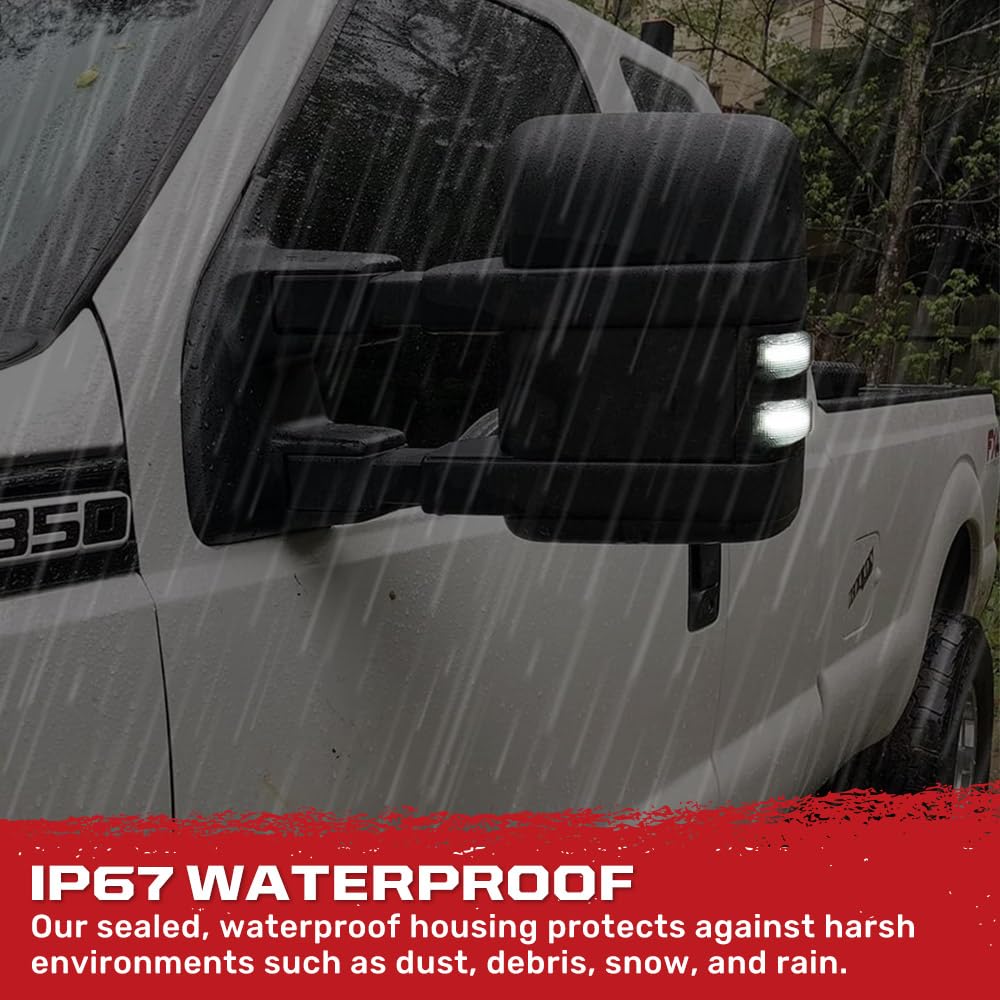 Smoked RECON 264140WHBKS 2 Piece Mirror Light LED compatible with Ford F250 F350 Superduty 08-16
