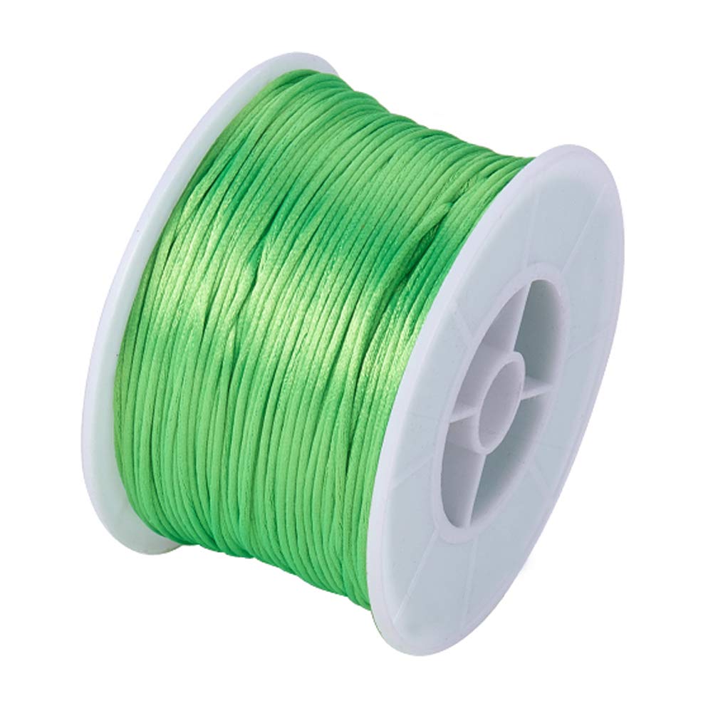 1 Roll JEWELEADER About 100 Yards Rattail Nylon Thread Cord 1mm Satin Trim Cord Chinese Knotting Beading Cord for DIY Jewellery Making Macrame Kumihimo Shamballa Friendship Bracelet - Yellow Green