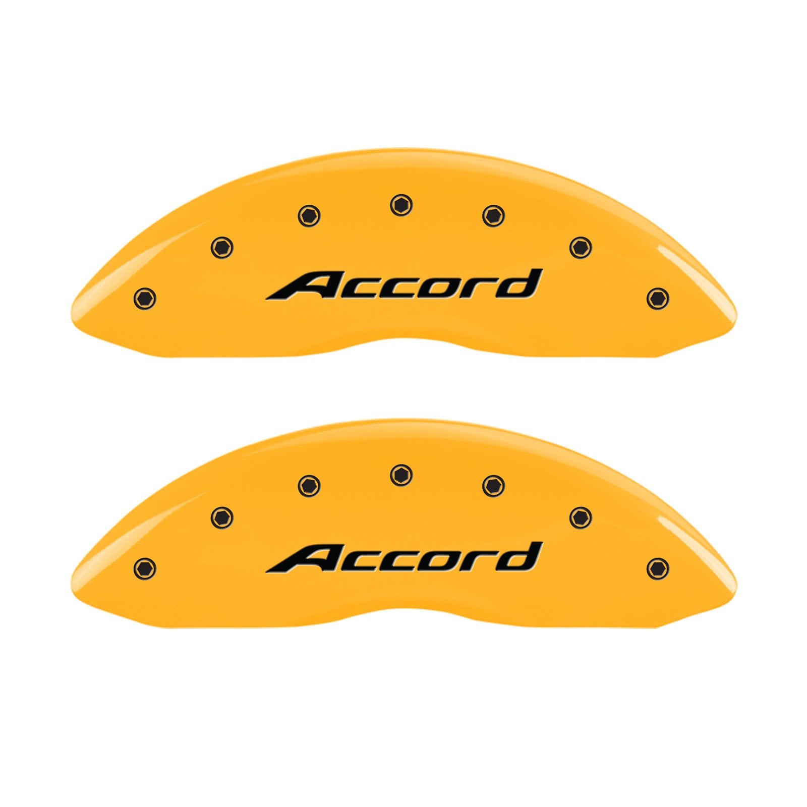 Caliper Covers MGP 20219SACCYL Yellow (Set of 4, Engraved Front: Accord - Engraved Rear: Accord, Yellow powder coat finish, black characters)