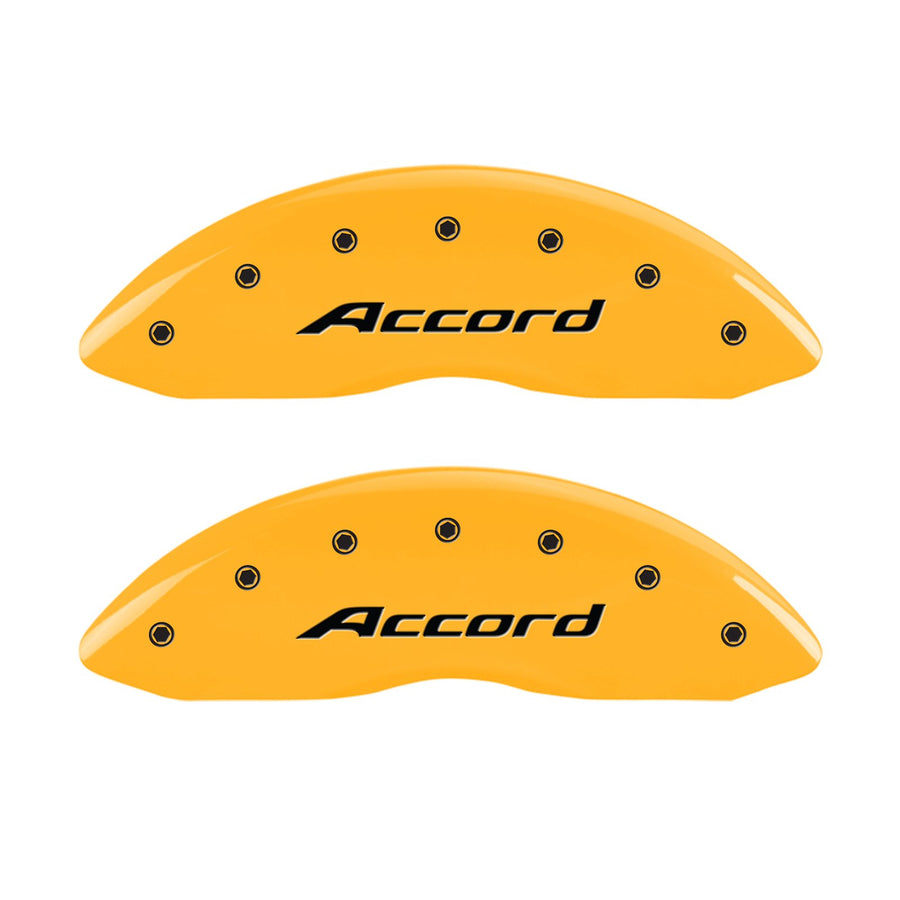 Caliper Covers MGP 20219SACCYL Yellow (Set of 4, Engraved Front: Accord - Engraved Rear: Accord, Yellow powder coat finish, black characters)