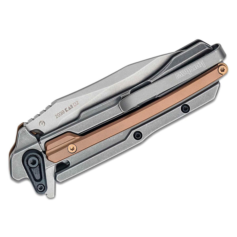Frontrunner Kershaw Folding Pocket Knife, Futuristic, Durable EDC, D2 Blade Steel, KVT Opening Mechanism, Pocketclip