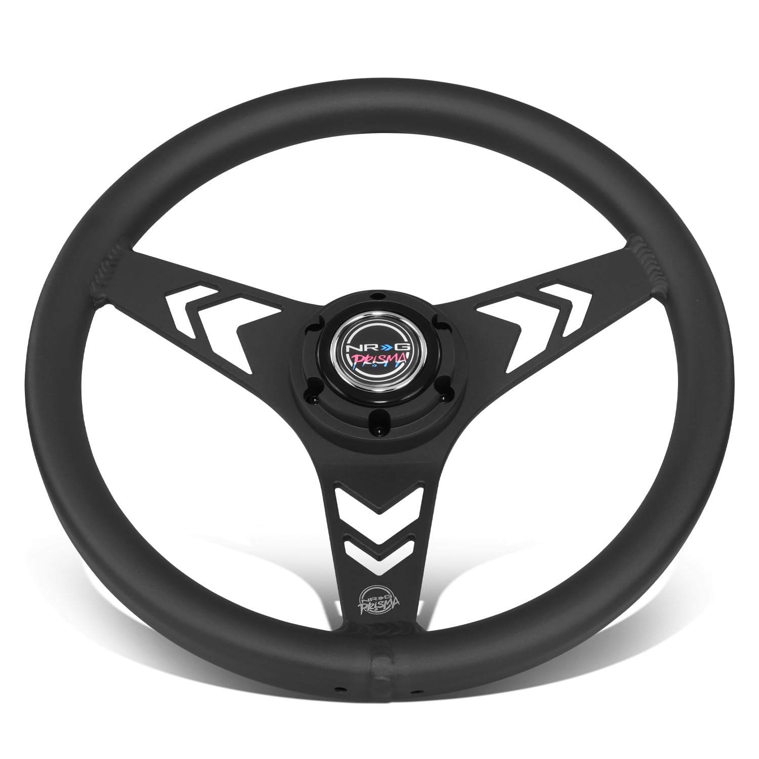 NRG Innovations All Aluminum NRG-RST-070-BK Steering Wheel 330mm - Arow Cutout- Ergonomic Grip- Anadized Black