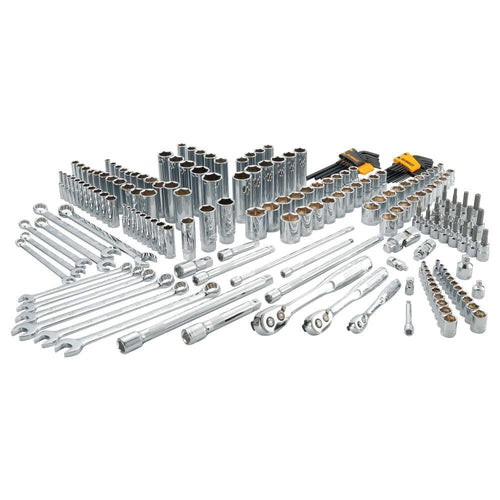 DEWALT Tools Mechanics Kit and Socket Set, 204-Piece Dewalt Tool Set , 1/4" & 3/8" & 1/2" Drive, Metric/ SAE Deep and Shallow Sockets, 3/8" Hex Bits, Torx Bits, Spark Plugs, Wrenches (DWMT72165)