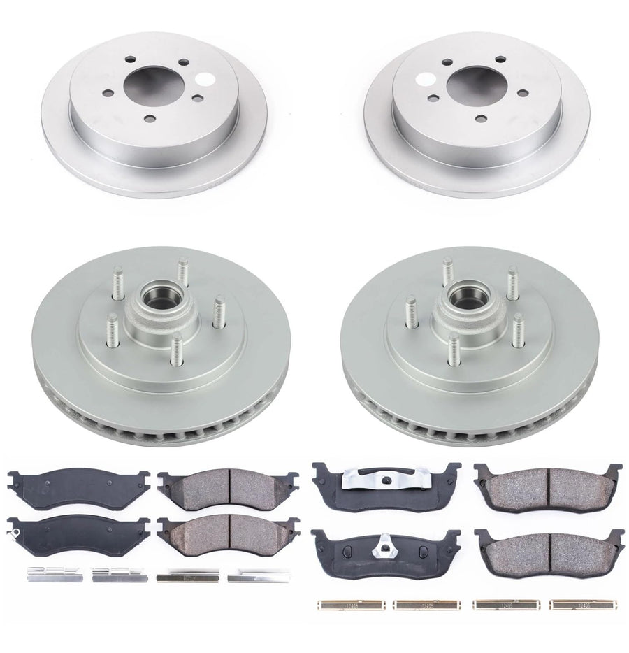 Power Stop Z17 Front and Rear Coated Rotor Kit-Coated Brake Rotors & Ceramic Brake Pads For Ford Expedition, Ford F-150, Lincoln Navigator, Ford F-150 Heritage [Model Specific]