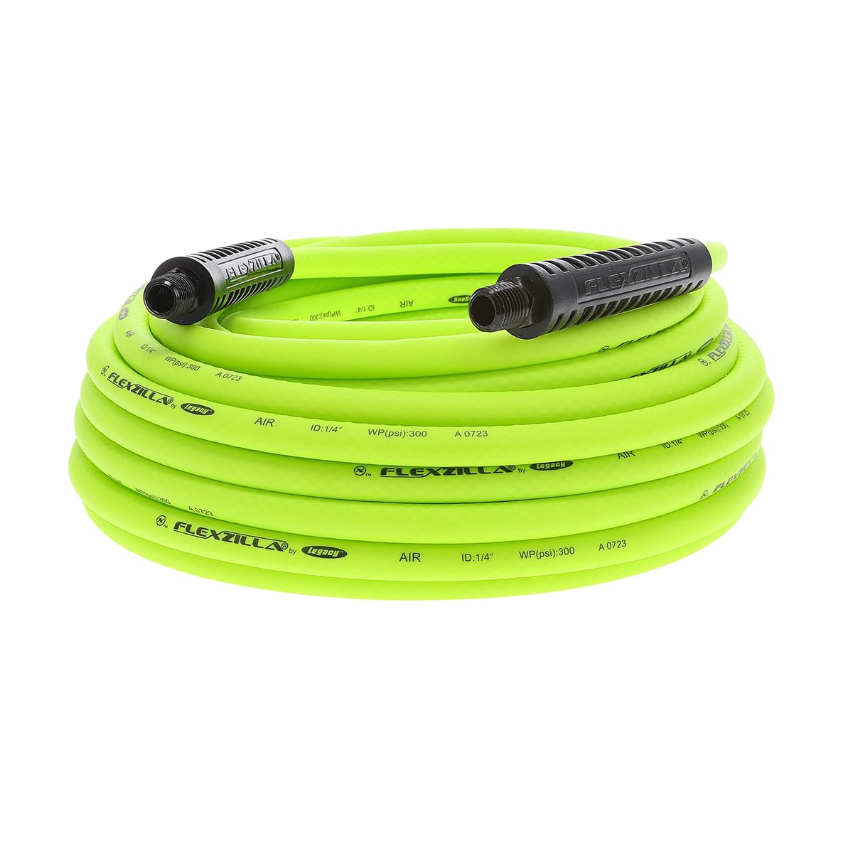 Air Hose Flexzilla 1/4 in x 50', 1/4 in. MNPT Fittings, Heavy Duty, Lightweight, Hybrid, ZillaGreen - HFZ1450YW2