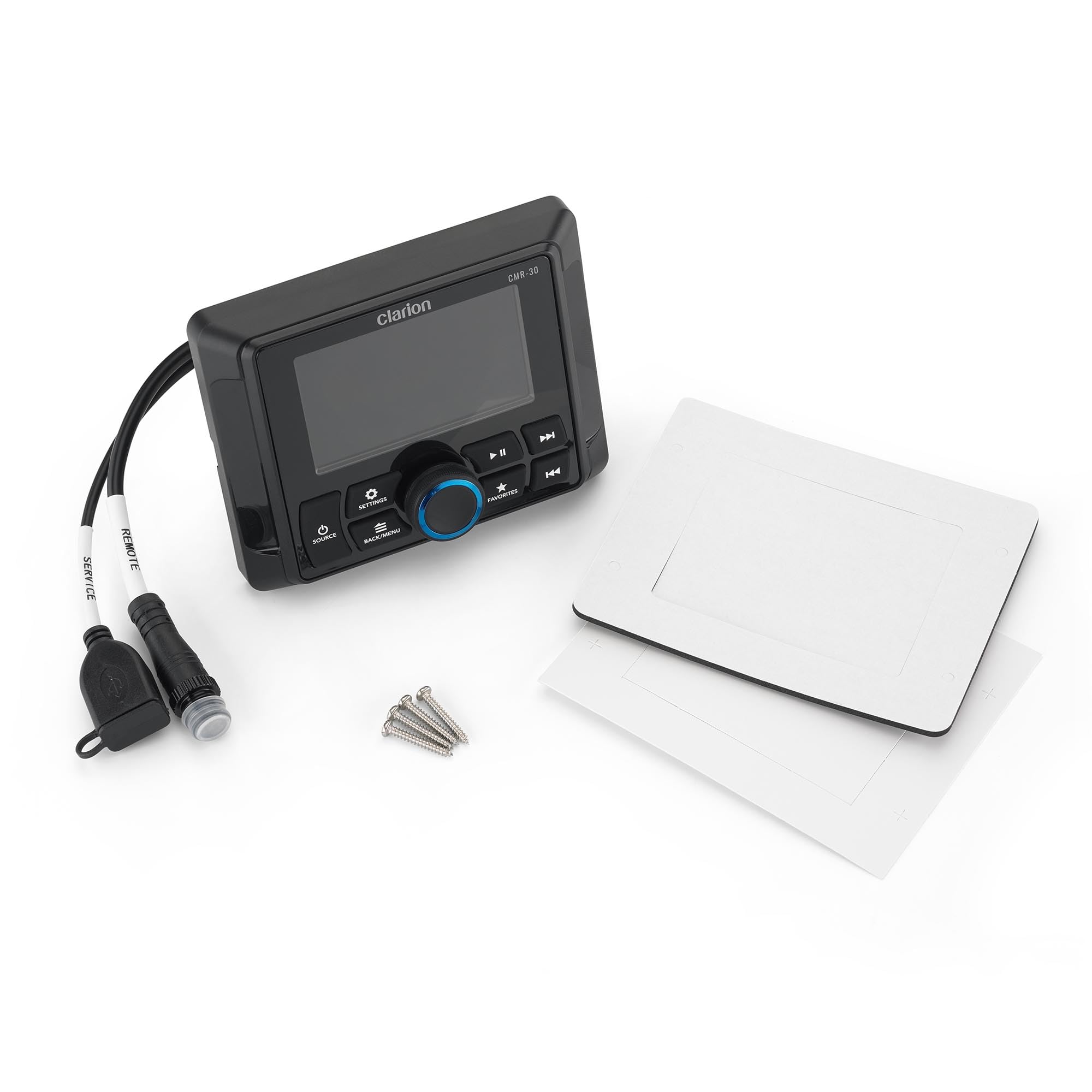 Clarion Wired CMR-30 Marine Remote with 3" Full-Color LCD Display, IP67, Compatible with CMM-20, CMM-30 & CMM-30BB