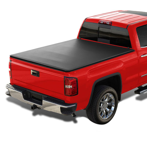 Soft Quad Fold Tonneau Cover SPEC-D TUNING Compatible with 2014-2018 Chevy Silverado, GMC Sierra 1500. 2015-2019 Chevy Silverado, GMC Sierra 2500HD, 3500HD Fleetside 78" 6.6FT Standard Bed