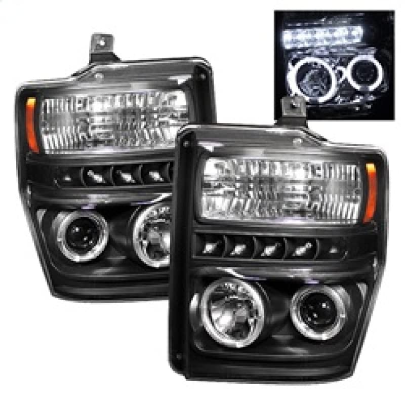 LED Halo Spyder Auto Projector Headlights Black/Clear 5010575