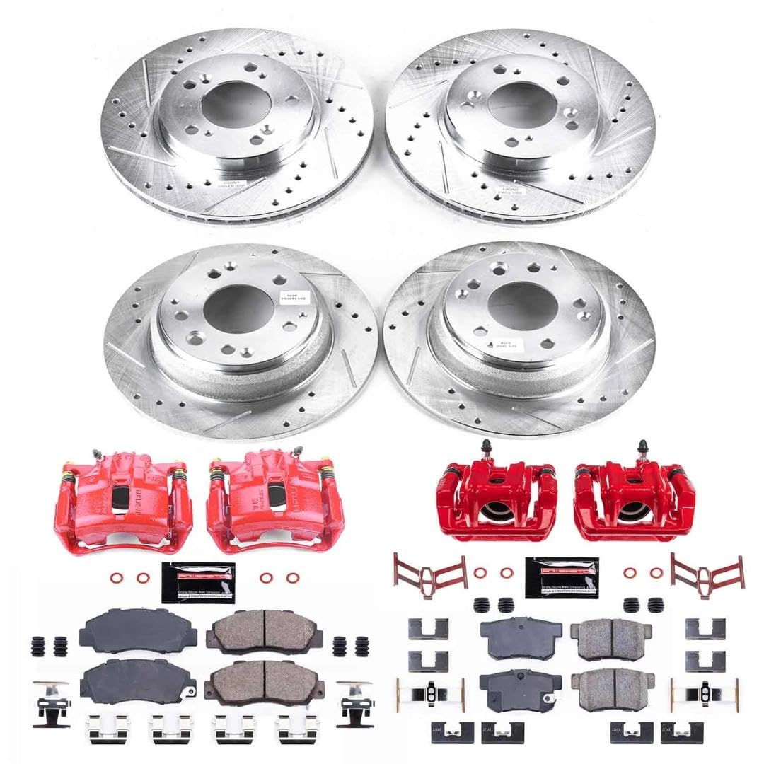 Power Stop Z23 KC705A Front and Rear Brake Caliper Kit-Brake Rotors, Carbon Ceramic Brake Pads, Calipers For Acura RL 1996-1998 [Model Specific]