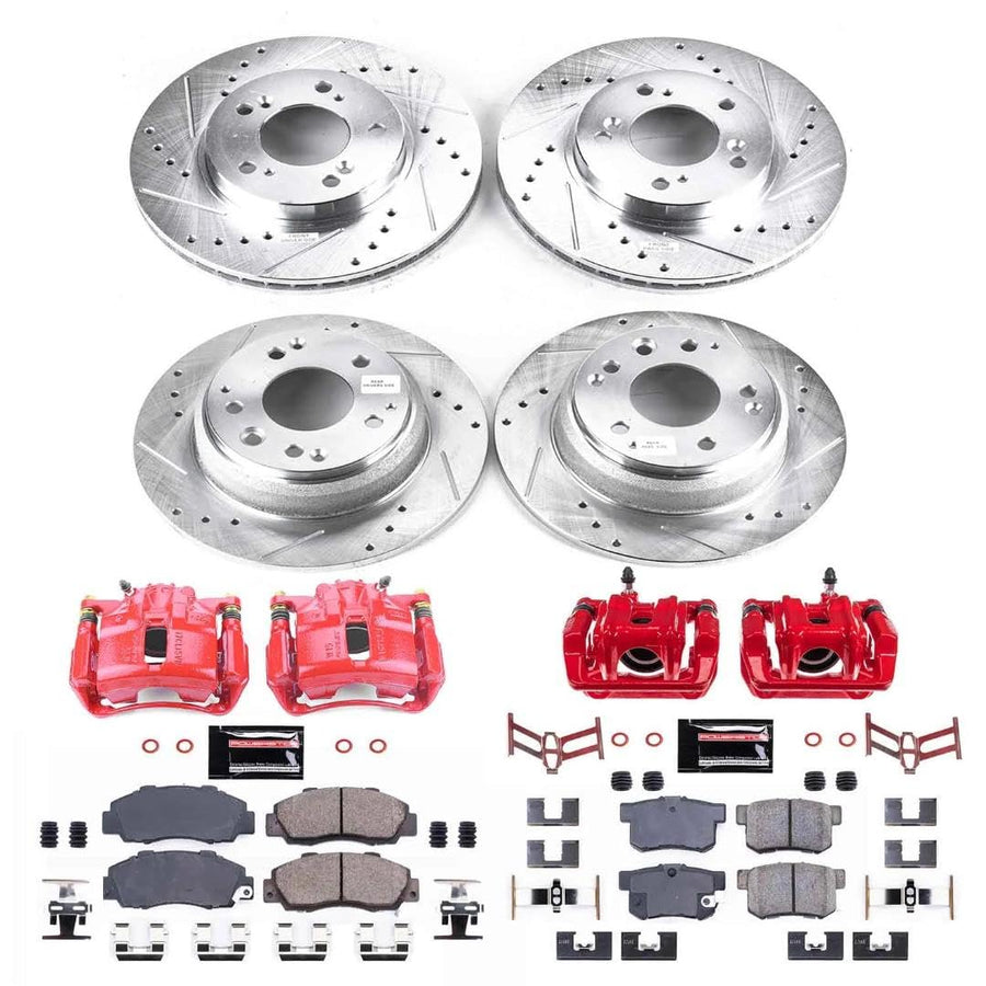 Power Stop Z23 KC705A Front and Rear Brake Caliper Kit-Brake Rotors, Carbon Ceramic Brake Pads, Calipers For Acura RL 1996-1998 [Model Specific]