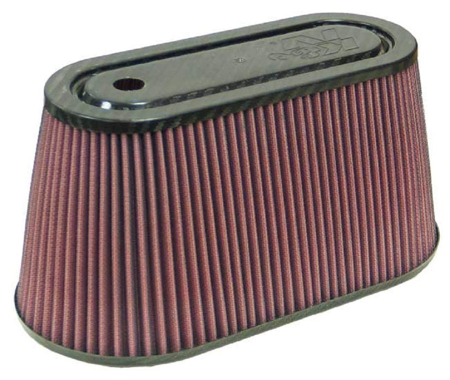 High-Flow K&N Original Lifetime Universal Air Filter - Carbon Fiber Top: Performance, Premium: Flange Diameter: 3.5 In, Filter Height: 6 In, Flange Length: 0.9375 In, Shape: Oval Straight, RF-1038