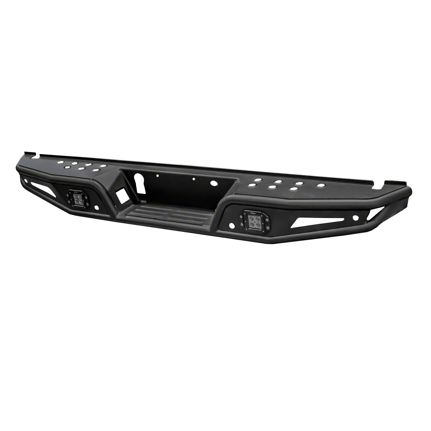 TrailFX Rear Bumper Matte Black Powder Coated Steel Fits 2016-2023 Toyota Tacoma, One-Piece Design, OE Sensor Compatible, Hitch Compatible Bolt-On Bumper TrailFX RPRB001TI