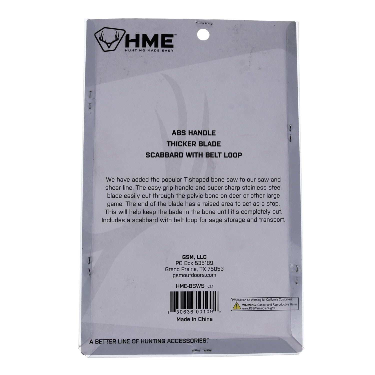 HME Compact Fixed Stainless Steel Bone Saw Hunting with Scabbard