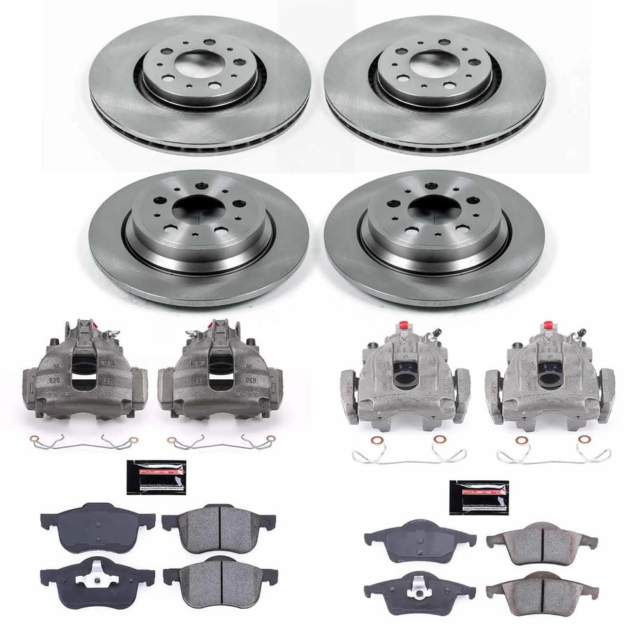 Power Stop Autospecialty KCOE4431 Replacement Front and Rear Caliper Kit-Rotors, Ceramic Brake Pads, Calipers