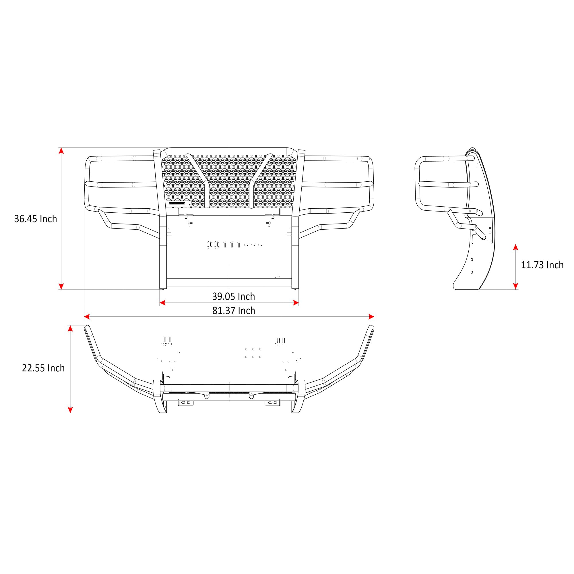 RUGGED Black Horse Heavy Duty Grille Brush Bumper Guard Modular Black Compatible with 2019-2021 Chevrolet Silverado 1500 LD|2014-2018 Chevrolet Silverado 1500-RU-CHSI14-B