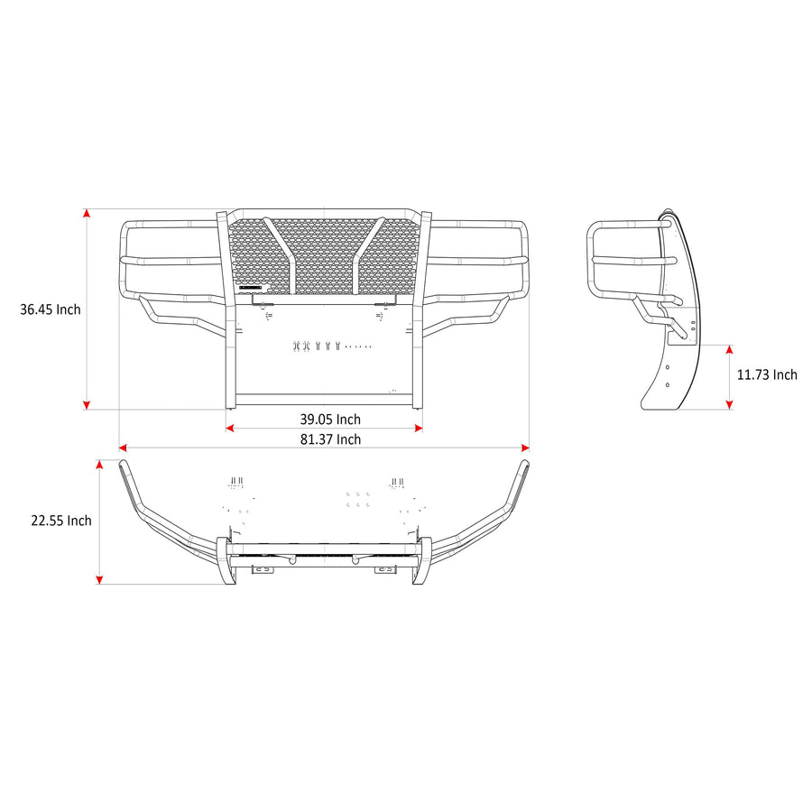 RUGGED Black Horse Heavy Duty Grille Brush Bumper Guard Modular Black Compatible with 2019-2021 Chevrolet Silverado 1500 LD|2014-2018 Chevrolet Silverado 1500-RU-CHSI14-B
