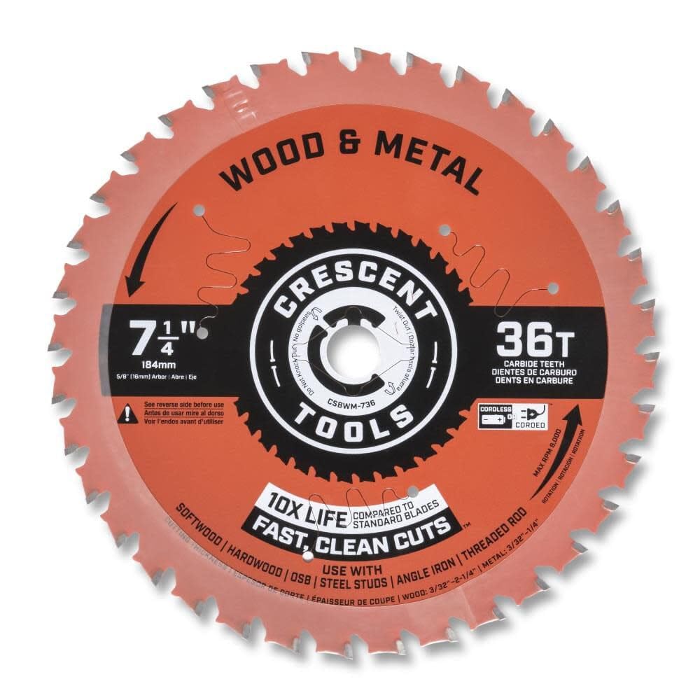 Crescent 36-Tooth 7-1/4" Circular Saw Blade Wood / Metal