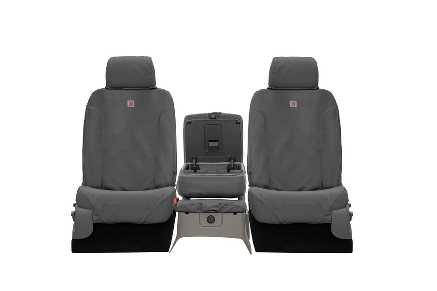 Covercraft Custom Seat Covers Carhartt SeatSaver | Fits 2015-2018 Ford F-150 | 1st Row 40/20/40 Bench Seat, Duck Weave Gravel