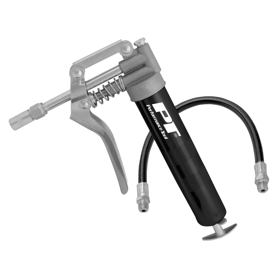 Mini Grease Gun Performance Tool W54198 (3 oz) With 12 inch Flexible Hose and 5.5 inch Rigid Extension Pipe