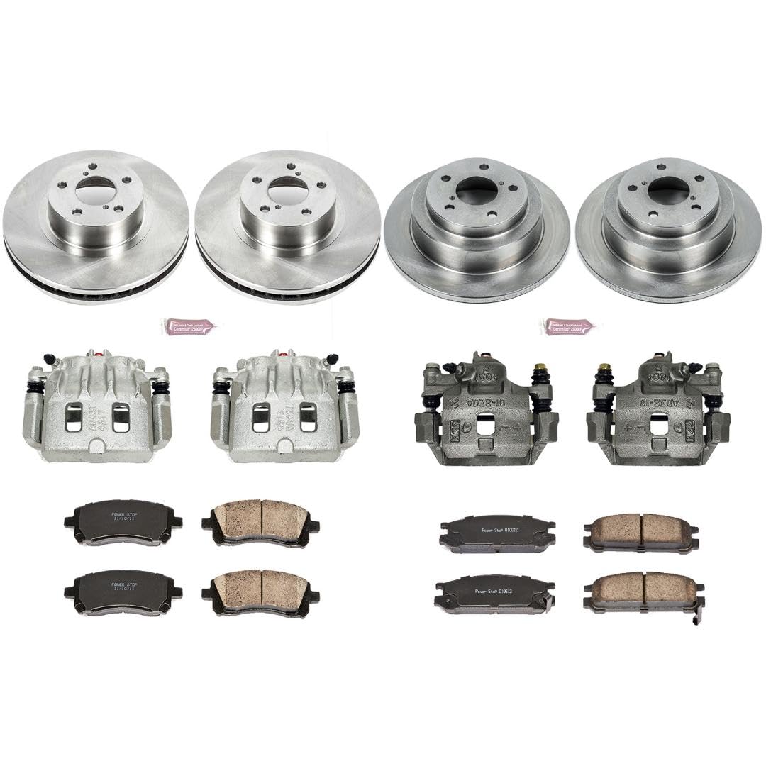 Power Stop KCOE1121 Replacement Autospeciality Front and Rear Caliper Kit- OE Rotors, Ceramic Brake Pads, Calipers For Subaru Impreza 1998 [Model Specific]