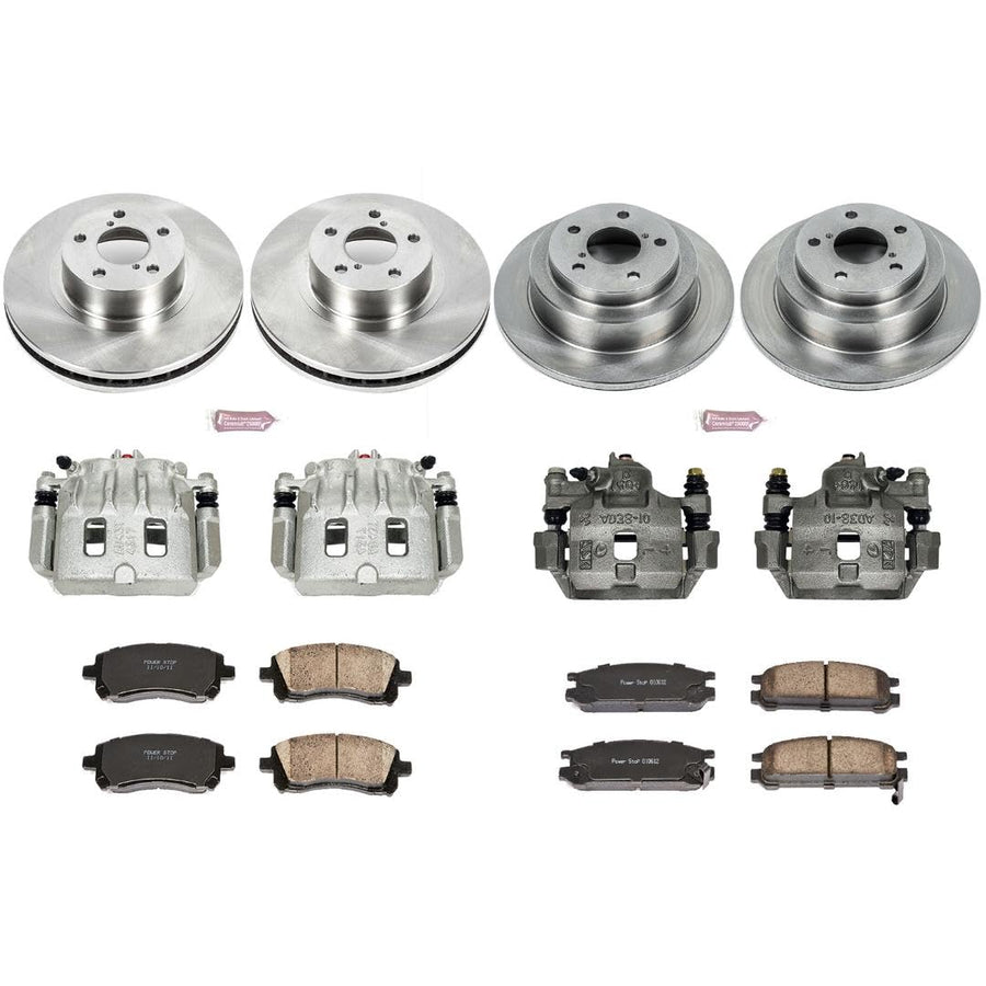 Power Stop KCOE1121 Replacement Autospeciality Front and Rear Caliper Kit- OE Rotors, Ceramic Brake Pads, Calipers For Subaru Impreza 1998 [Model Specific]