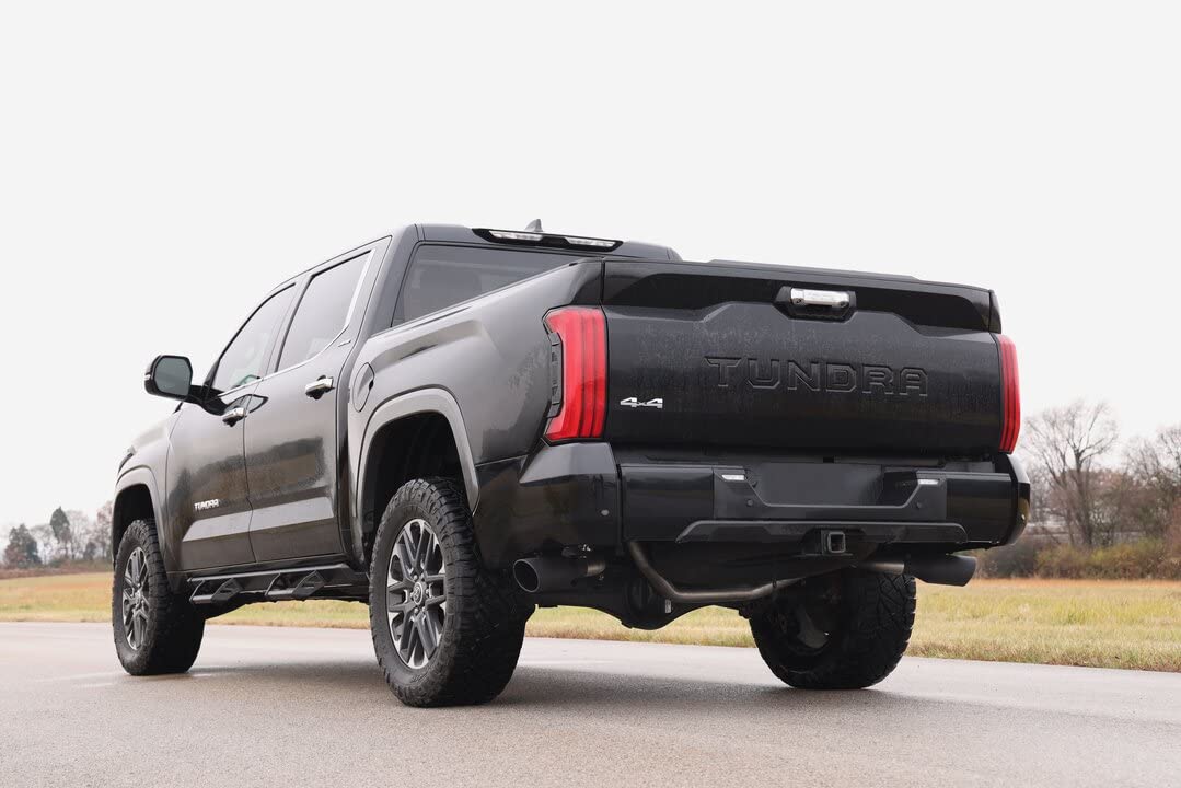 Flowmaster 718142 Cat-Back FlowFX Exhaust Kit 2.5 Inch Dual Side Exit 409 Stainless Steel 4.5 Inch Black Ceramic Tips Compatible with 2022-2023 Toyota Tundra 3.5L V6 2 & 4WD All Wheelbases