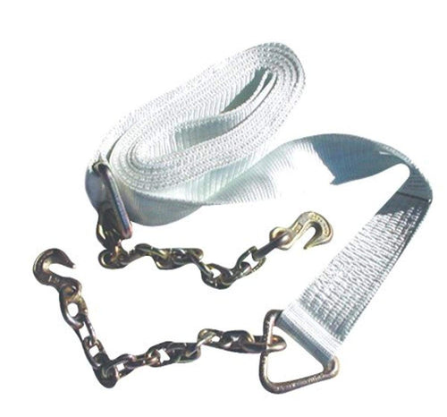 3" x 25' Erickson 59803 White Recovery Strap with Chain Leads and 18,000 lbs Breaking Strength