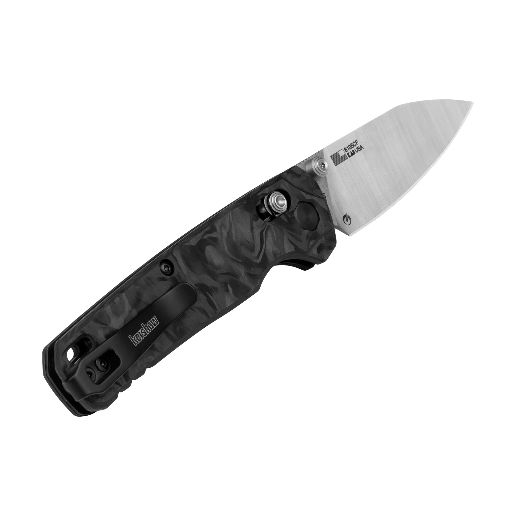 Kershaw Carbon Fiber Bel Air Pocket Knife, Black, 3.1 Inch Stainless Steel Reverse Tanto Blade, EDC with Manual Opening, Reversible Carry, USA Made, Everyday Carry Pocket Knife for Men and Women