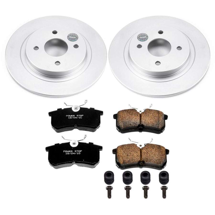 Power Stop Rear Coated Brake Rotors and Z17 Ceramic Brake Pads Kit For Ford Focus CRK1376 2002-2004 [Model Specific]