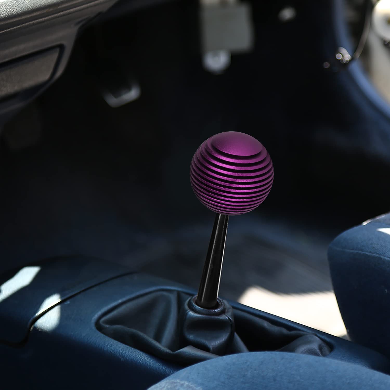 Universal NRG Innovations SK-703PP Aluminum Shift Knob with Thread Adapters, Heat Sink Style Round Ball Shape, Purple