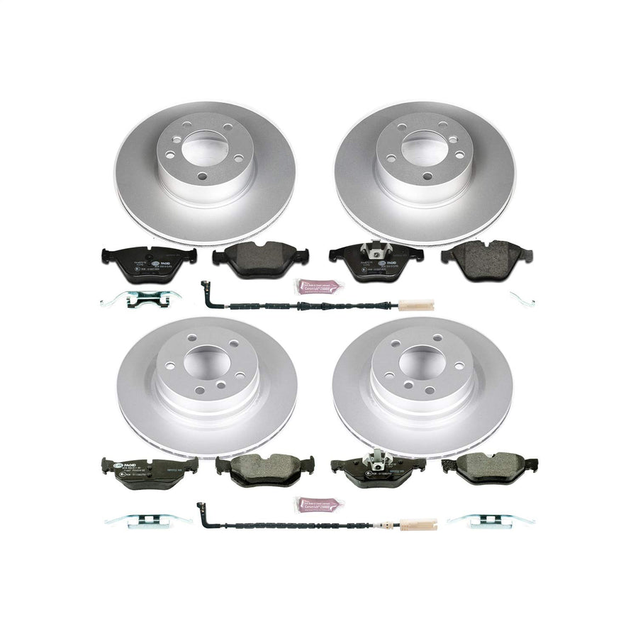 Euro-Stop Power Stop Brake Kit Front and Rear and 1 Front & 1 Rear Sensor Wires For BMW 328i 2008-2010 [Model Specific]