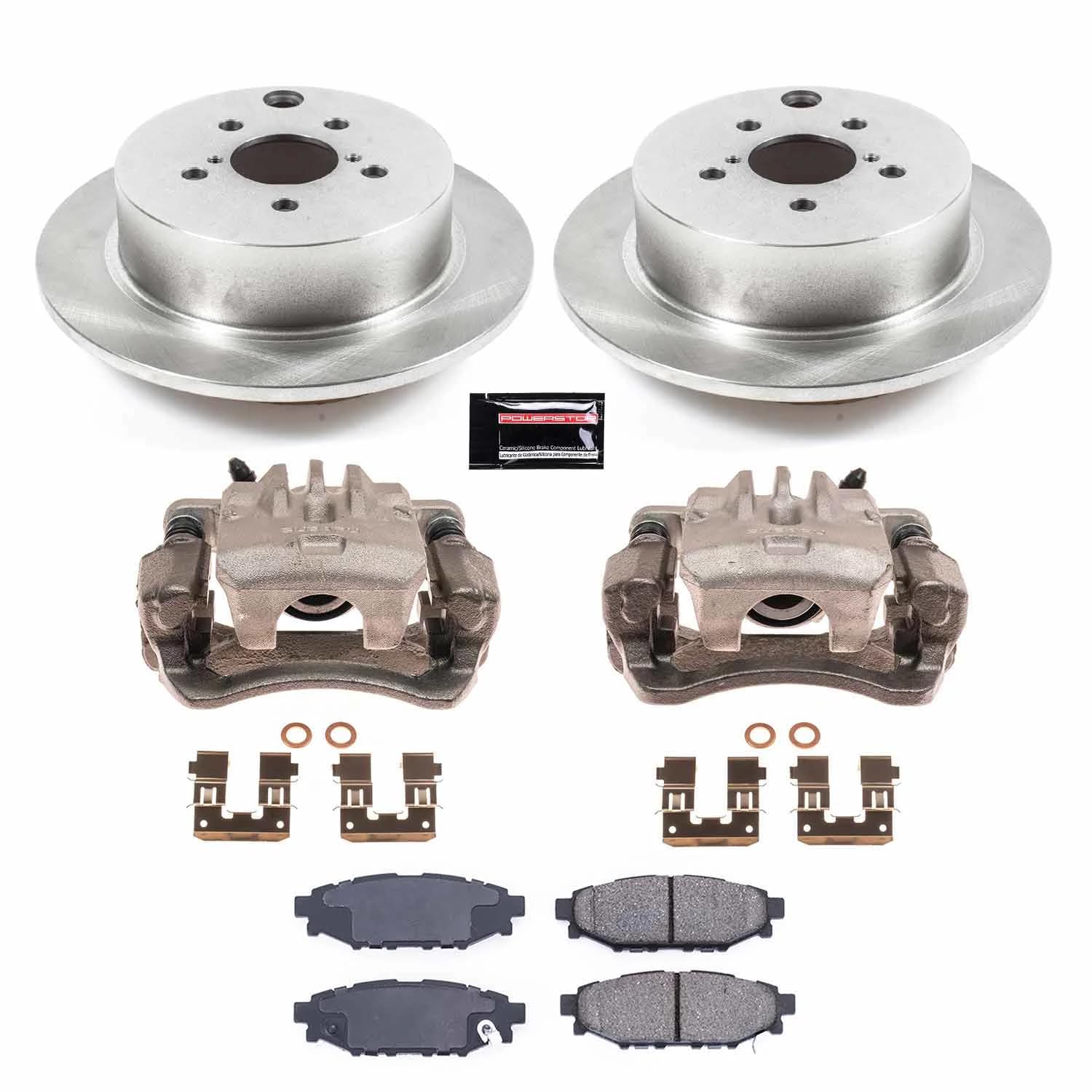 Power Stop KCOE6107 Rear Brake Caliper Kit- Brake Rotors, Brake Pads & Calipers For Subaru Crosstrek, Subaru Forester, Subaru Impreza, Subaru XV Crosstrek [Model Specific]